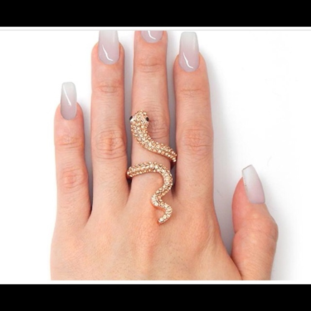 Red Rhinestone Snake Ring - Picture 2 of 2